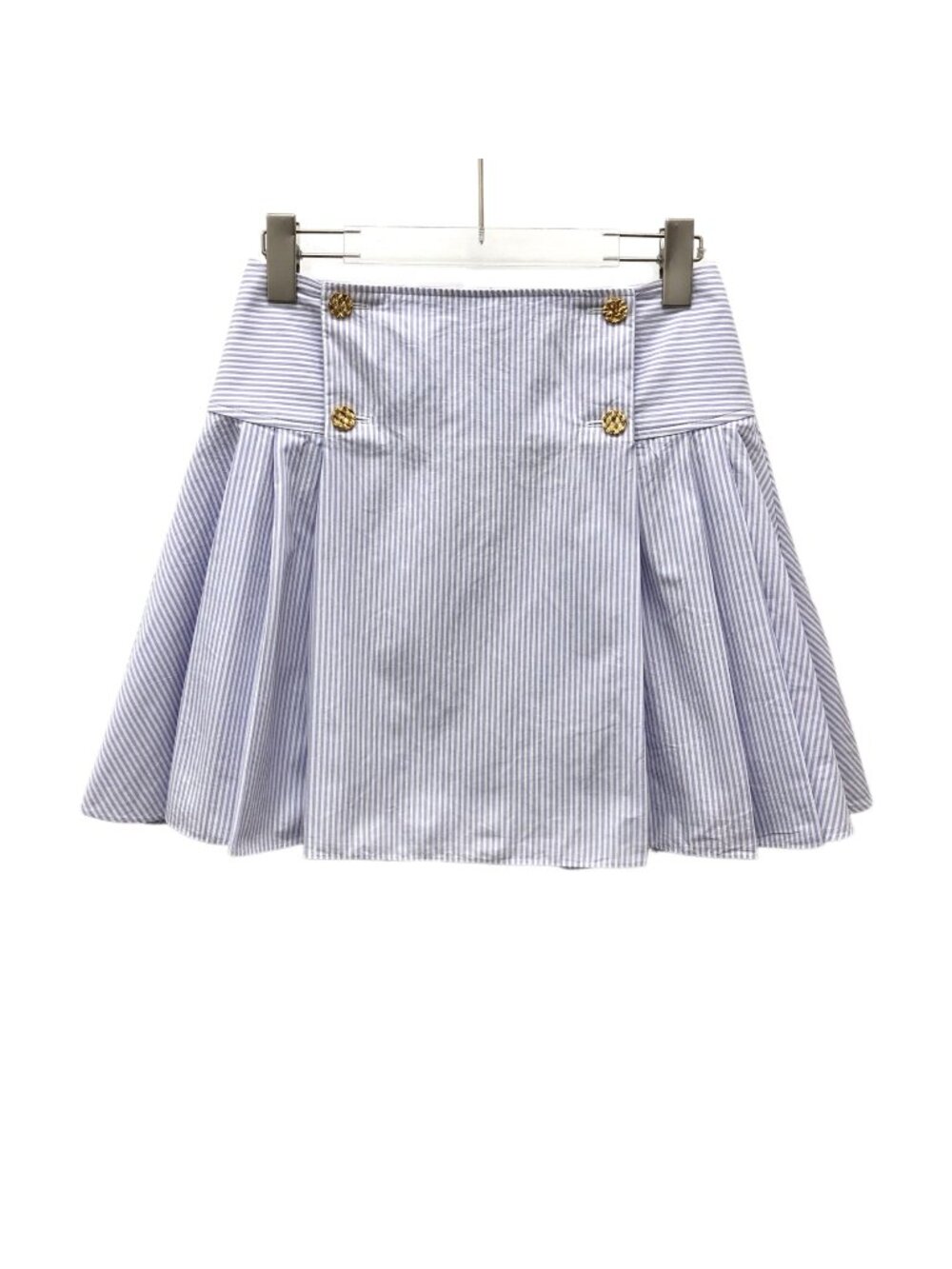 Louis Vuitton 25 Collection Light Purple Vertical Striped Cotton Pleated Mini Sk